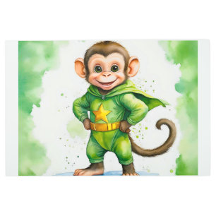 Super Hero Cute Monkey Superman Pose Image Printed Metal Print