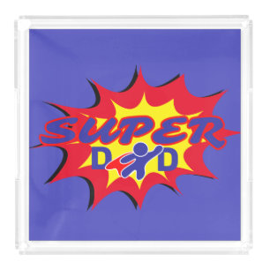 Super Hero Dad Comic Book Father's Day Acrylic Tray
