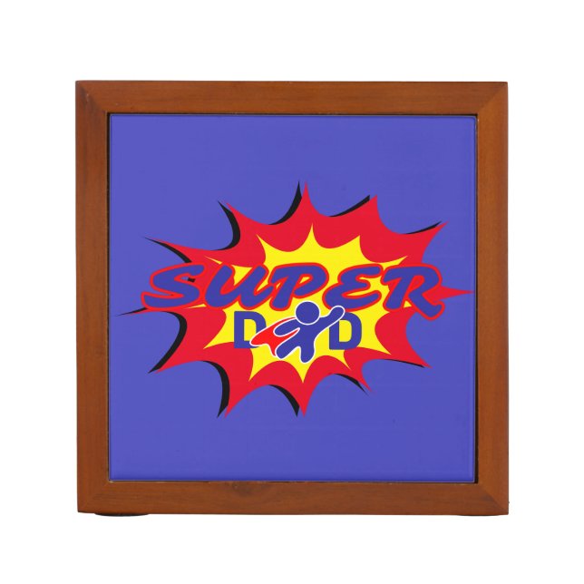 Super Hero Dad Comic Book Father's Day  Desk Organizer (Front)