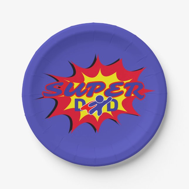 Super Hero Dad Comic Book Father's Day  Paper Plates (Front)
