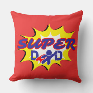Super Hero Dad Comic Book Father's Day Throw Pillow