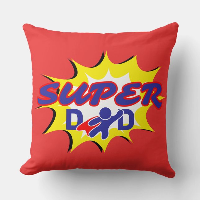 Super Hero Dad Comic Book Father's Day  Throw Pillow (Front)