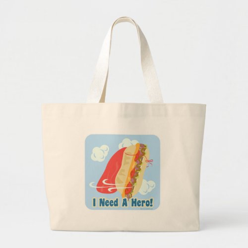 Super Hero Flying Caped Sandwich Motto Large Tote Bag