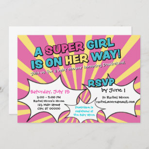 Super Hero Girl Baby Shower Invitation