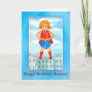Super Hero Girl Happy Birthday Custom Name Card