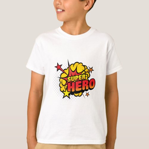 Super Hero Half Tone Bubble Kids T_shirt