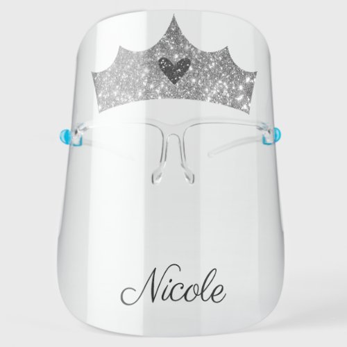 Super Hero Heart Crown Add Your Own Name Face Shield