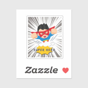 Super Hero Kid – Comic Style Cartoon Power Sticker