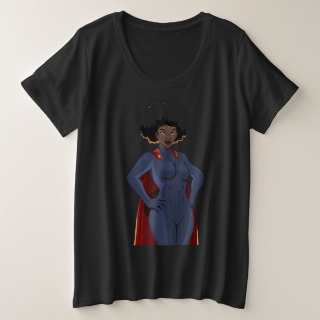 Super Hero Lady Plus Size T-Shirt (Design Front)
