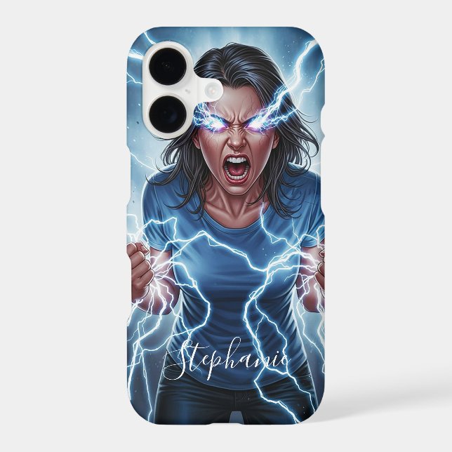 Super Hero Lightning Electricity Woman Blue Case-Mate iPhone Case (Back)
