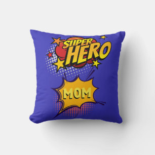 Super Hero Mom Comic Book Style Throw Pillow