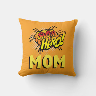 Super Hero Mom Comic Book Style Throw Pillow