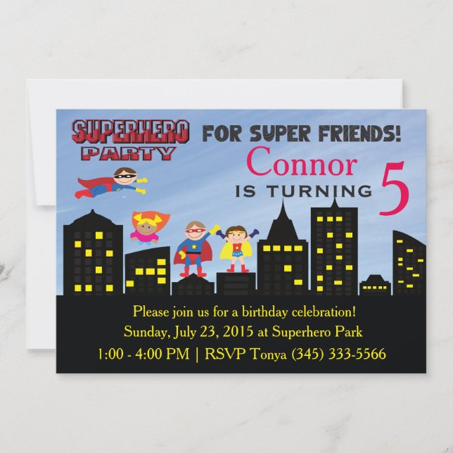 Super Hero Party Invitation (Front)