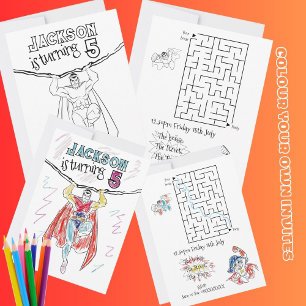 Super Hero Party Invite coloring in color