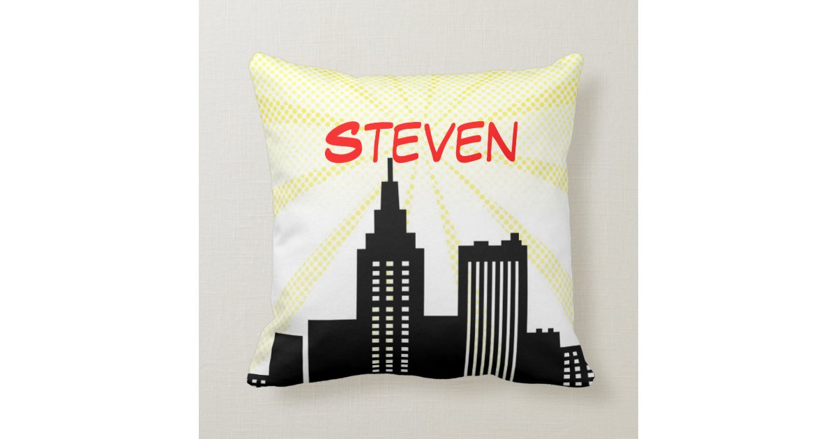 Super Hero Pillow Comic Book Themed Bedroom Decor Zazzle Com