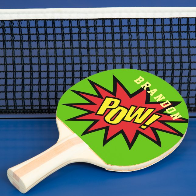 Super Hero Pow Custom Color Personalized Ping-Pong Paddle (Insitu)