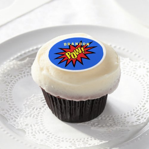 Super Hero Pow Personalized Custom Edible Frosting Rounds