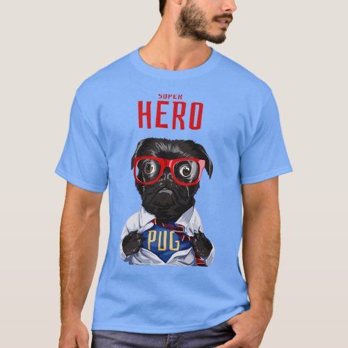 Super Hero Pug T_Shirt