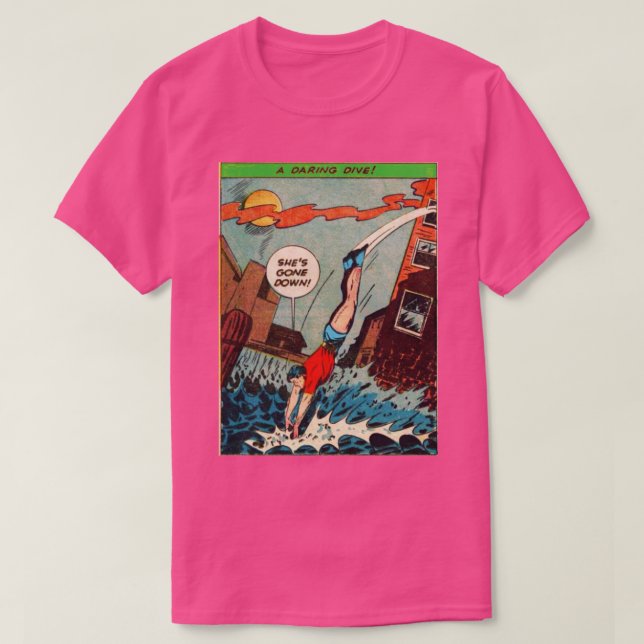 Super Hero Rescue Action old comics aesthetic T-Shirt (Design Front)