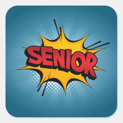 Super Hero Senior Square Sticker