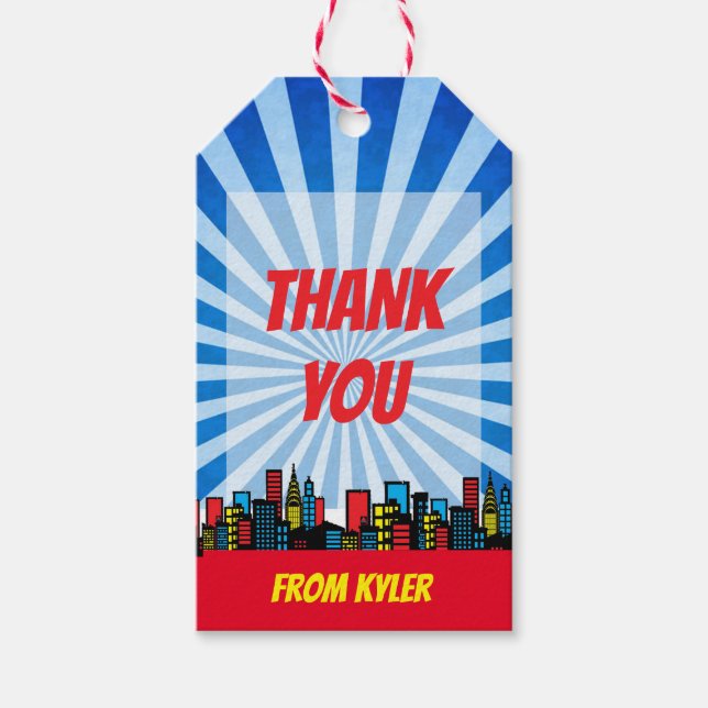 Super Hero Thank You  Gift Tags (Front)