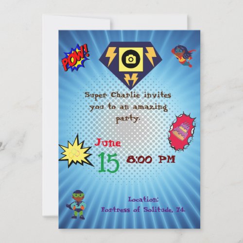 super hero theme invitation