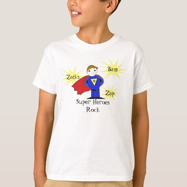 Super Hero with Action Words T-Shirt (Front)