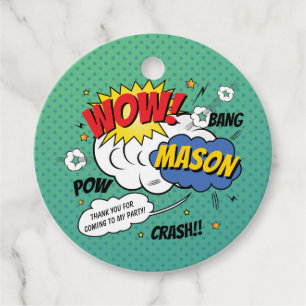 Super Heroes and Villains Kid's Birthday Party Favor Tags