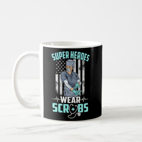 Super Heros Wear Scrubs For American Flag Coffee Mug