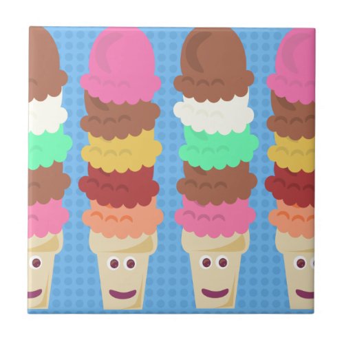 Super High Cute Ice Cream Cones Ceramic Tile