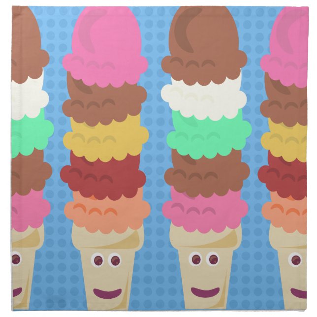 Super High Cute Ice Cream Cones Napkin (Front)