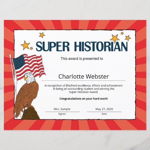 Super Historian Student Recognition Certificates