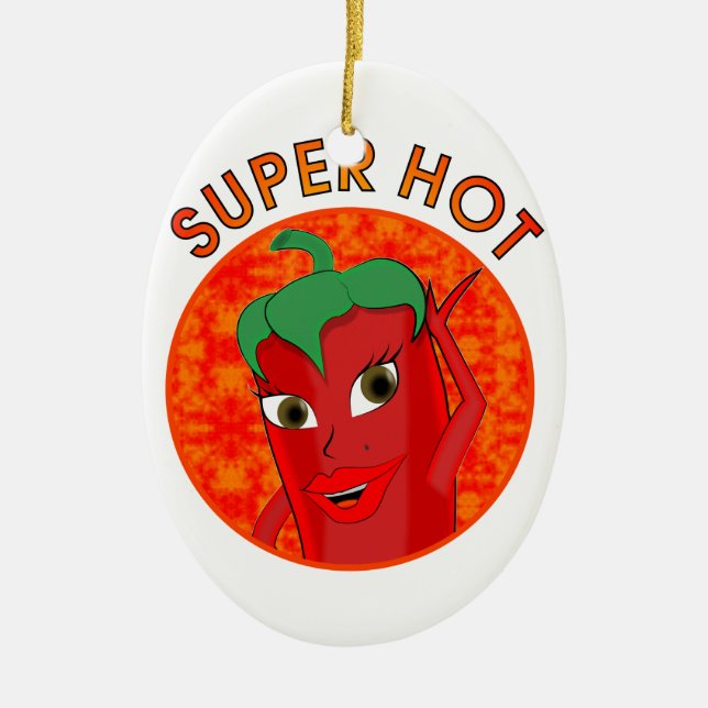 Super Hot Pepper Diva Ceramic Ornament (Front)