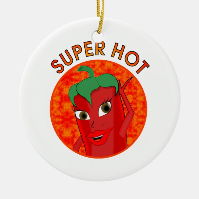 Super Hot Pepper Diva Ceramic Ornament (Front)