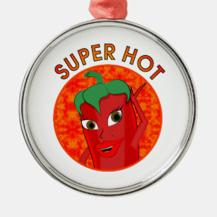 Super Hot Pepper Diva Metal Ornament