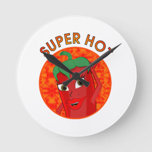 Super Hot Pepper Diva Round Clock
