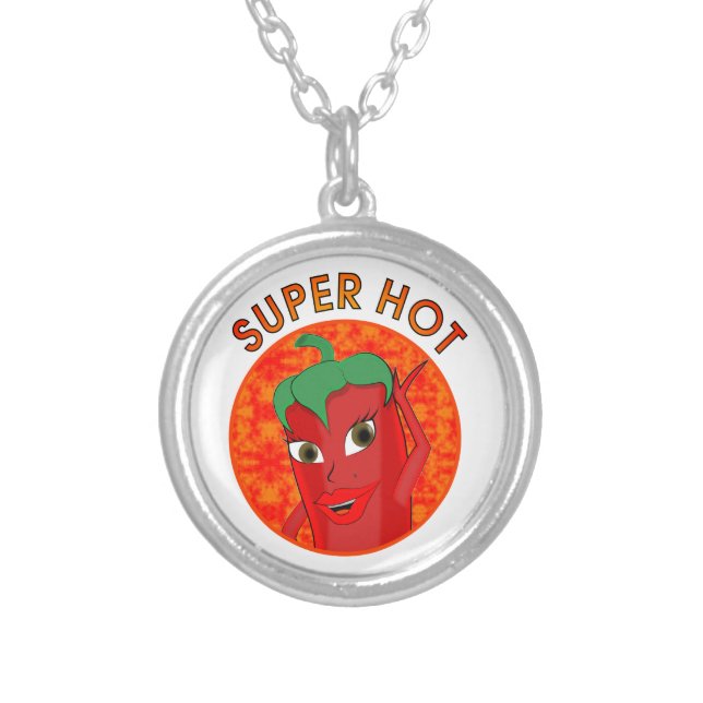 Super Hot Pepper Diva Silver Plated Necklace (Front)