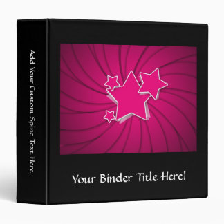 Super Hot Pink Stars and Swirl Background 3 Ring Binder