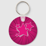 Super Hot Pink Stars and Swirl Background Keychain