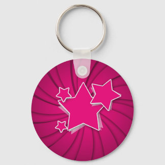 Super Hot Pink Stars and Swirl Background Keychain
