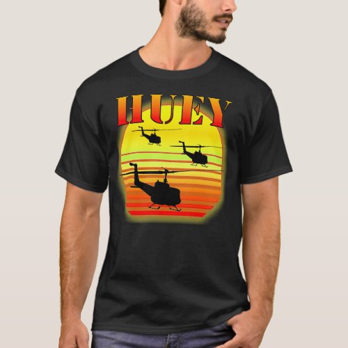 Super Huey Iroquois UH1 Helicopter Flying into the T_Shirt
