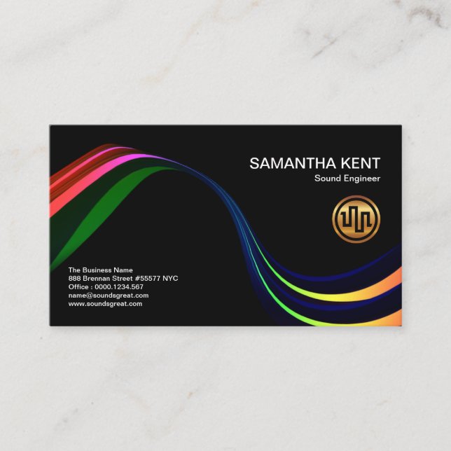 Super Illuminating Simple Colorful Sound Wave Business Card (Front)