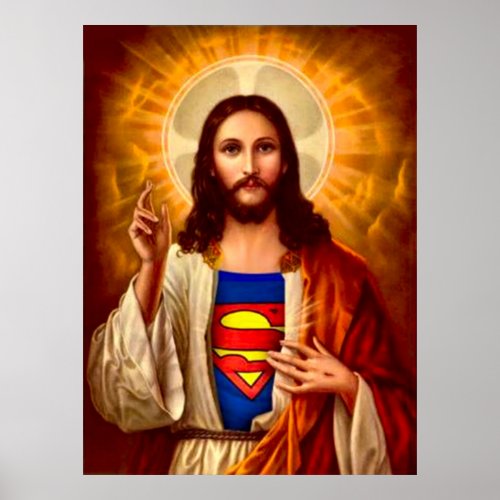 Super Jesus Oil Painting Print Poster