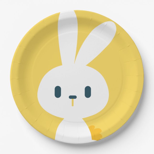 Super Kawaii Cute Easter Bunny. Paper Plates (Front)