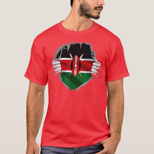 Super Kenyan Heritage Proud Kenya Roots Flag  T_Shirt
