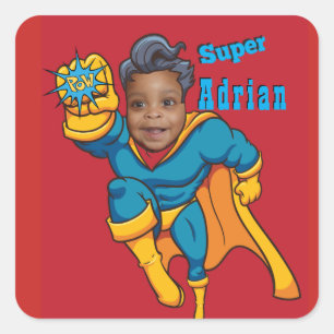 Super Kid Add your Face Personalized Square Sticker