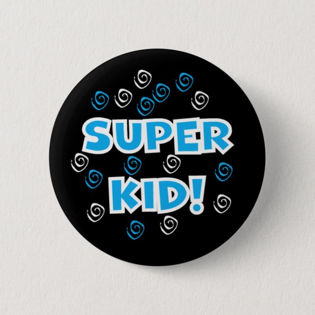 Super Kid Blue Pinback Button (Front)