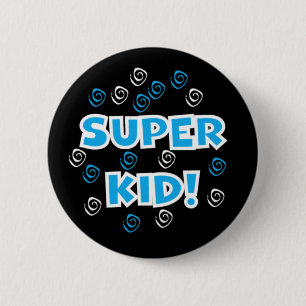 Super Kid Blue Pinback Button