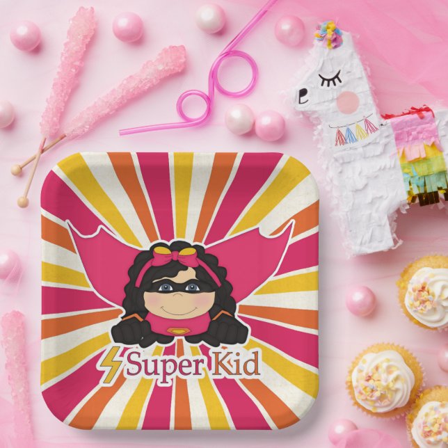 Super Kid Girl's Superhero Themed Party Paper Plates (Party)