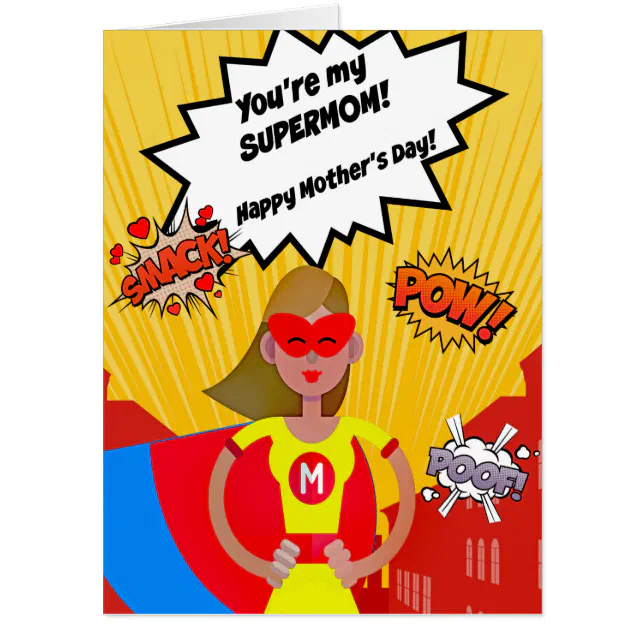 Super Large Supermom Mothers Day Card Zazzle